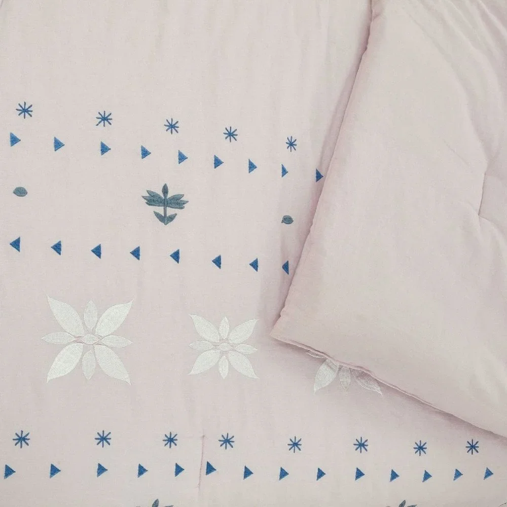 3-piece PINK Wild Sage Alana Embroidered Geometric FULL / QUEEN Duvet Cover Set